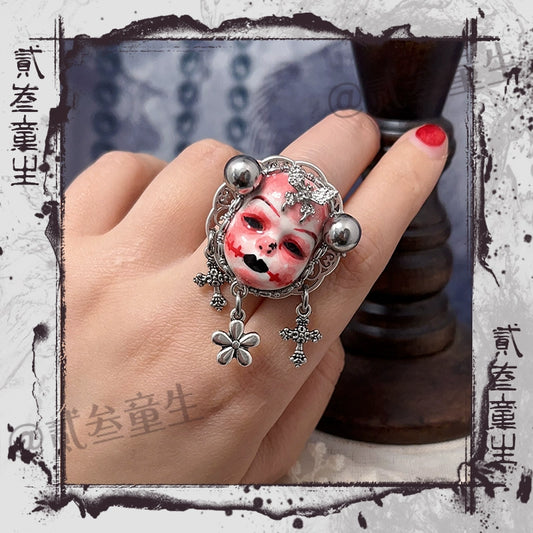 Rings-Ersan Tongsheng Original Niche Design Advanced Sense Dark Sweet Cool Opening Couple Ring Ghost Horse Funny Baby Ring