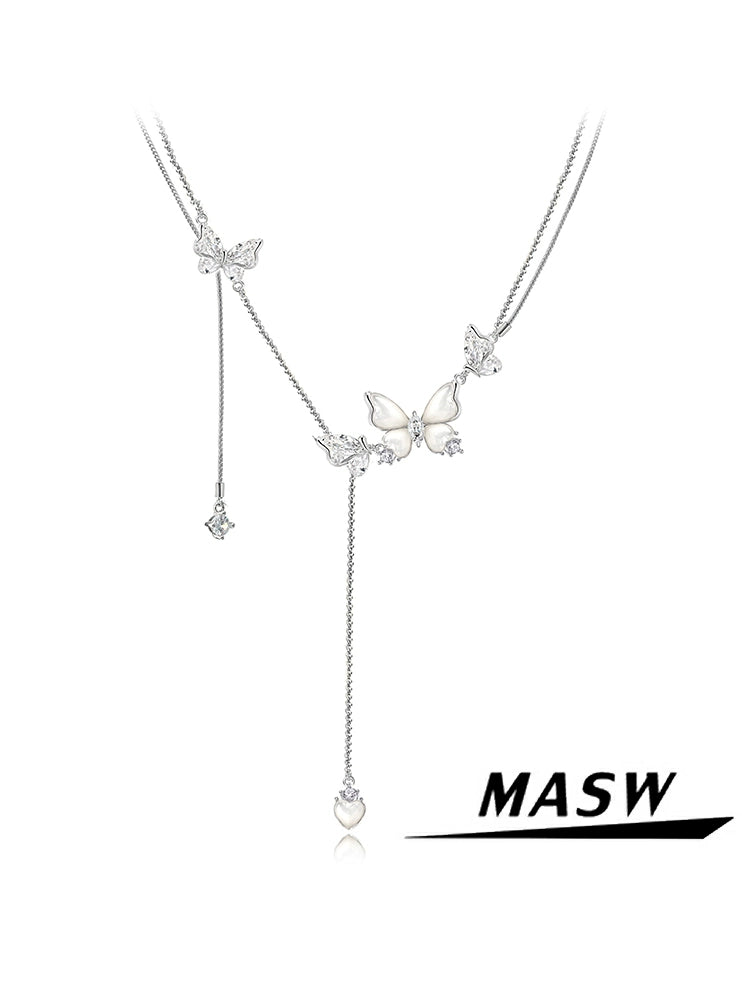 White Fritillary Butterfly Necklace