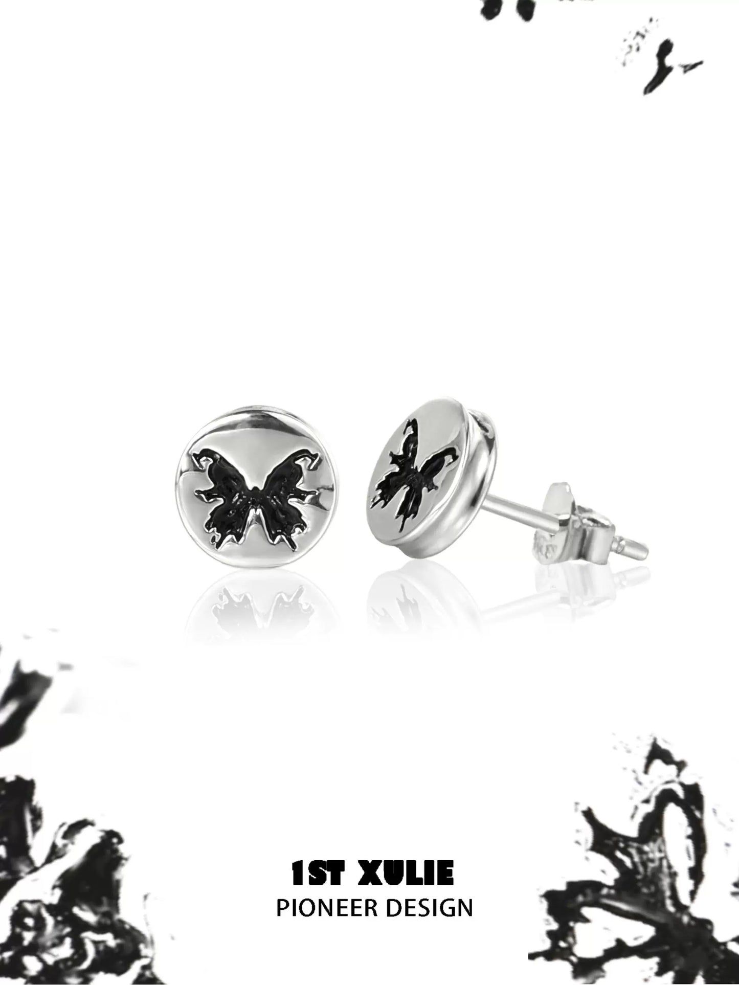 Dark Gothic Butterfly Ear Studs