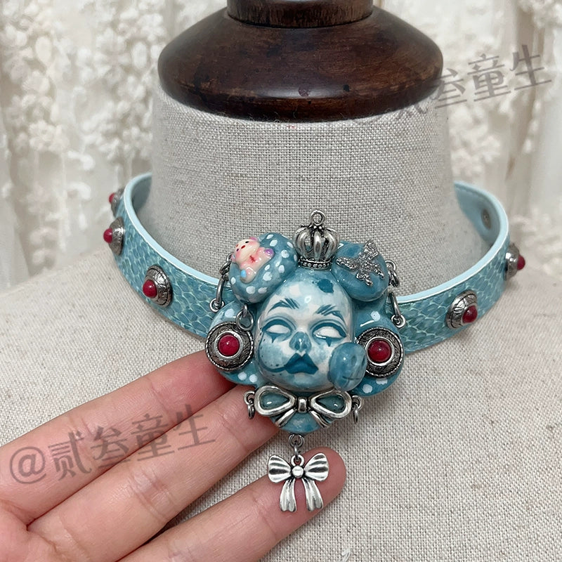 Choker-Ersan Tongsheng Original Niche Handmade Gothpunk Diablo Collar Original Design Collar Gift Design