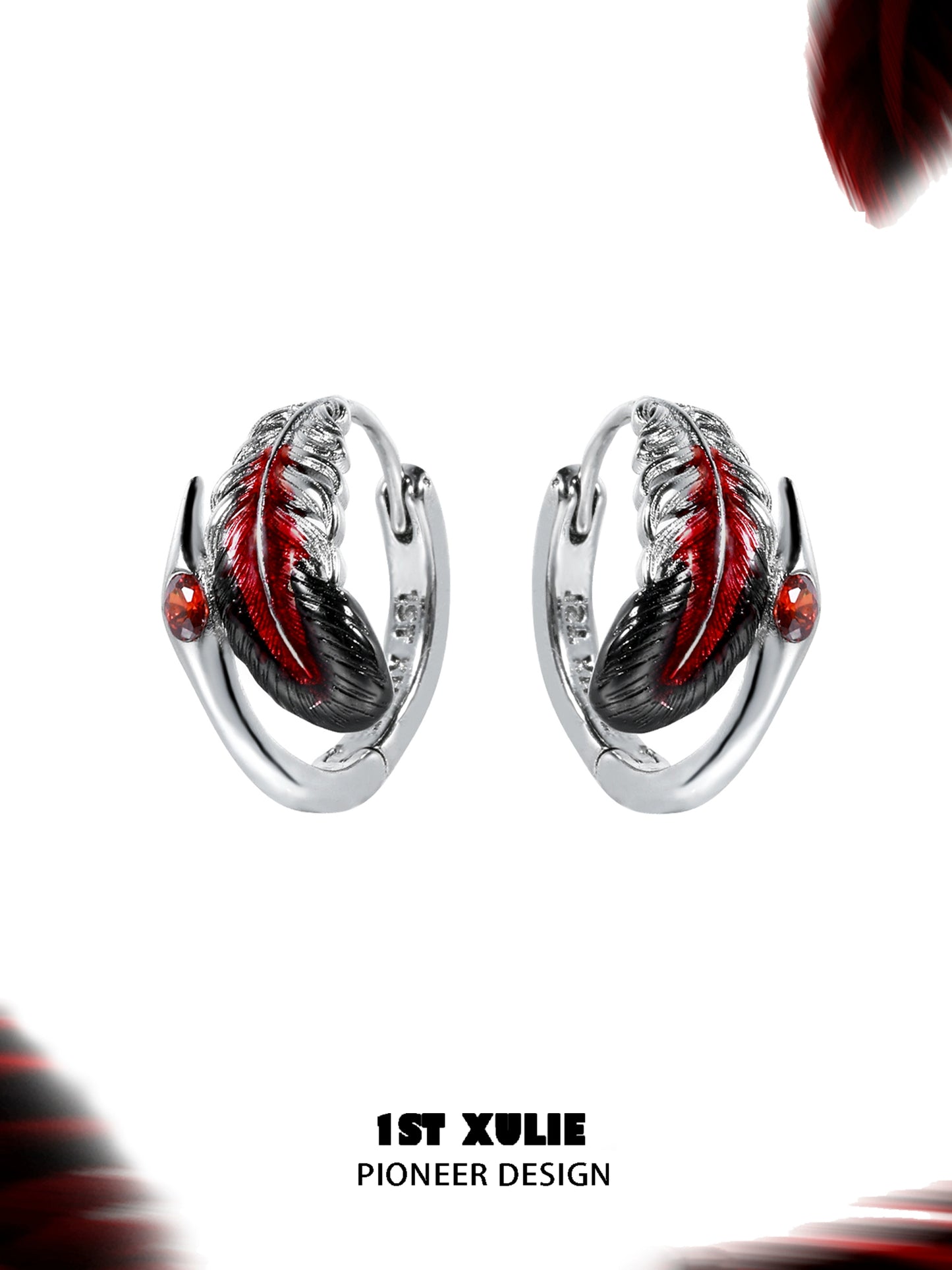 Y2K Enchanted Scarlet Feather Earrings