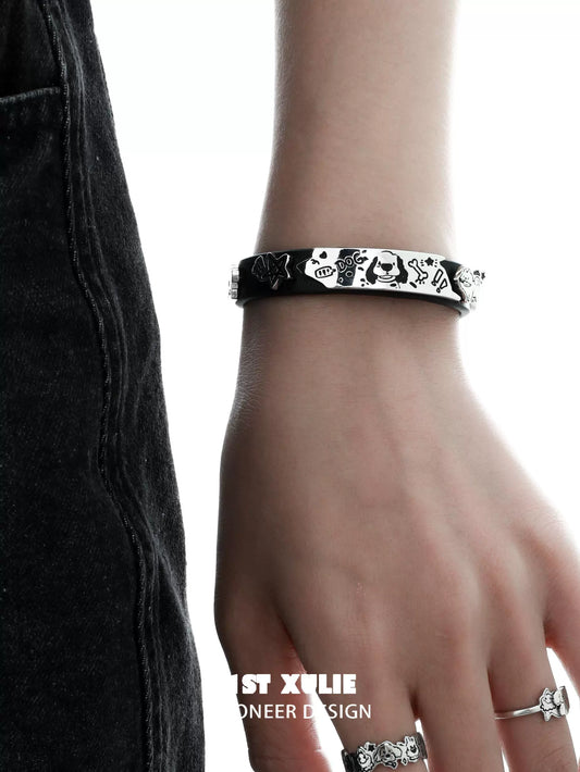 Y2K Playful Puppy Leather Bracelet