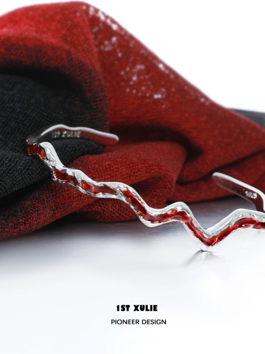 Y2K Edgy Red Silver Bracelet