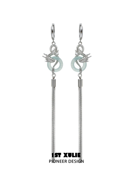 Chinese Dragon Whisper Tassel Earrings