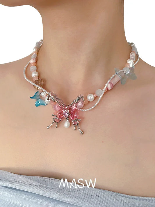 Butterfly Beaded Clavicle Chain