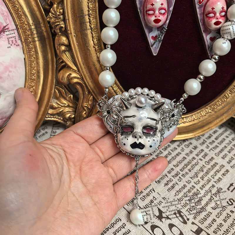 Necklaces-Ersan Tongsheng Original Design Dark Subculture Punk Style Imitation Treasure Sweater Chain Necklace Niche