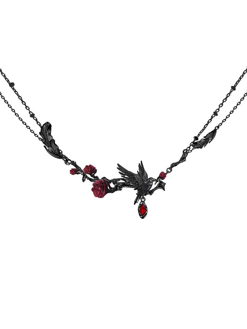 Rose Raven Clavicle Necklace