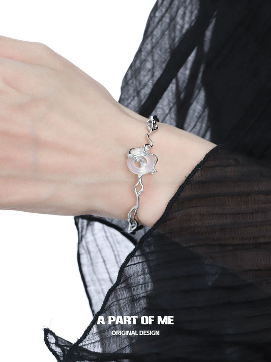 Chalcedony Laurel Silver Bracelet