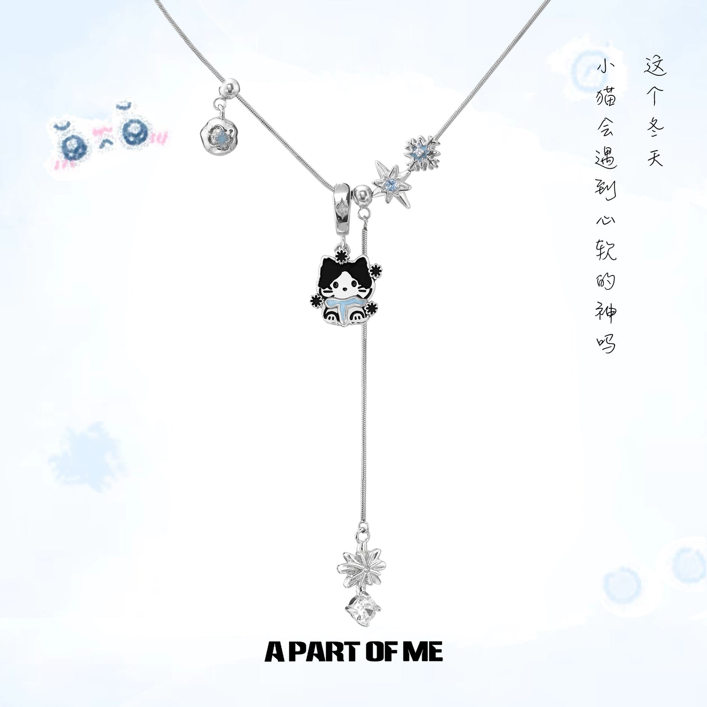 Snowflake Cat Pendant Necklace