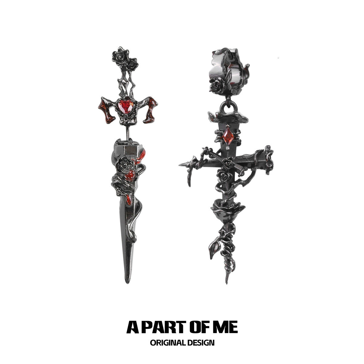 Thorned Rose Cross Earrings