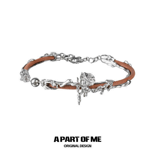 Caramel Rose Leather Bracelet