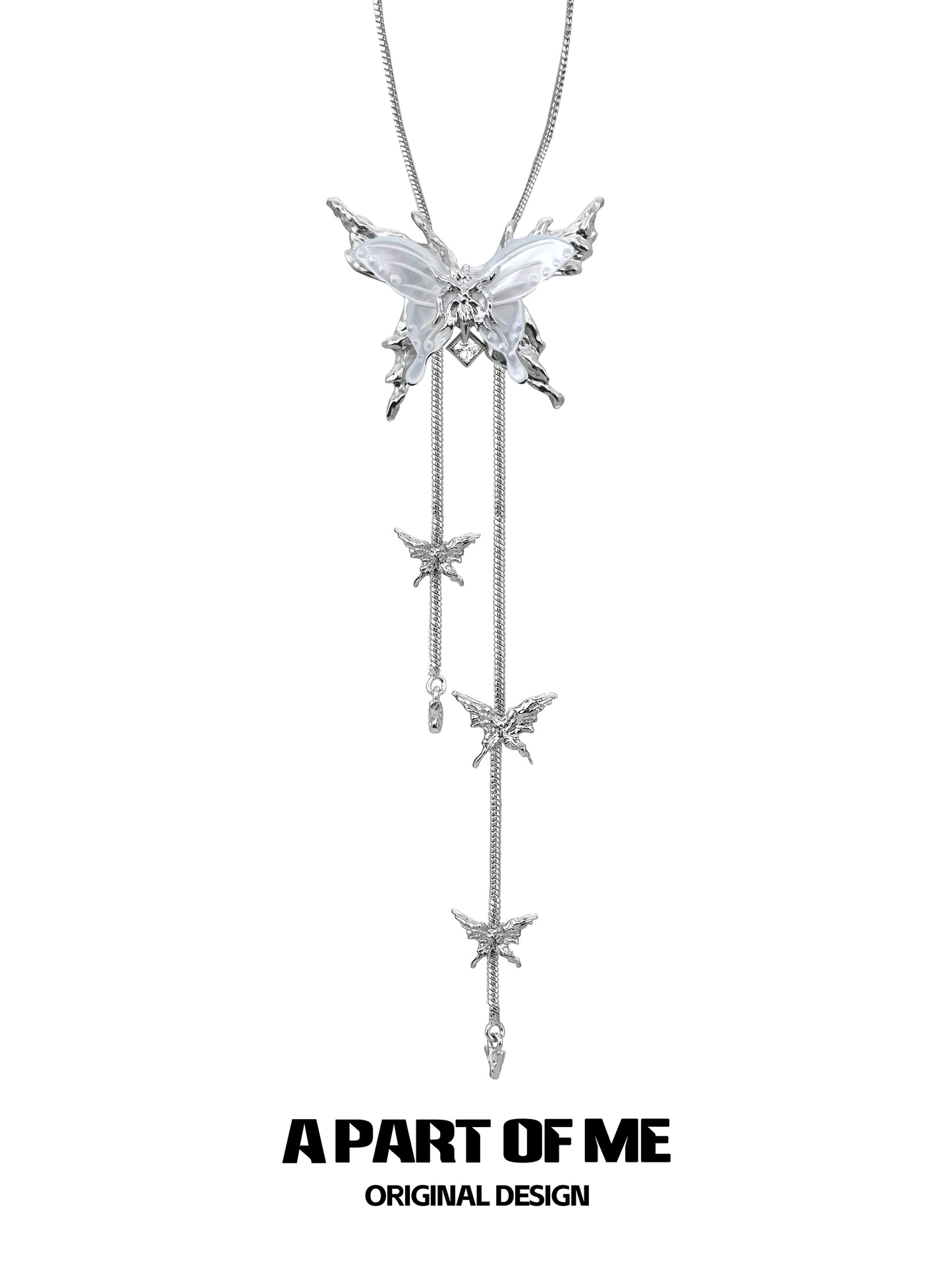 Shattered White Butterfly Necklace