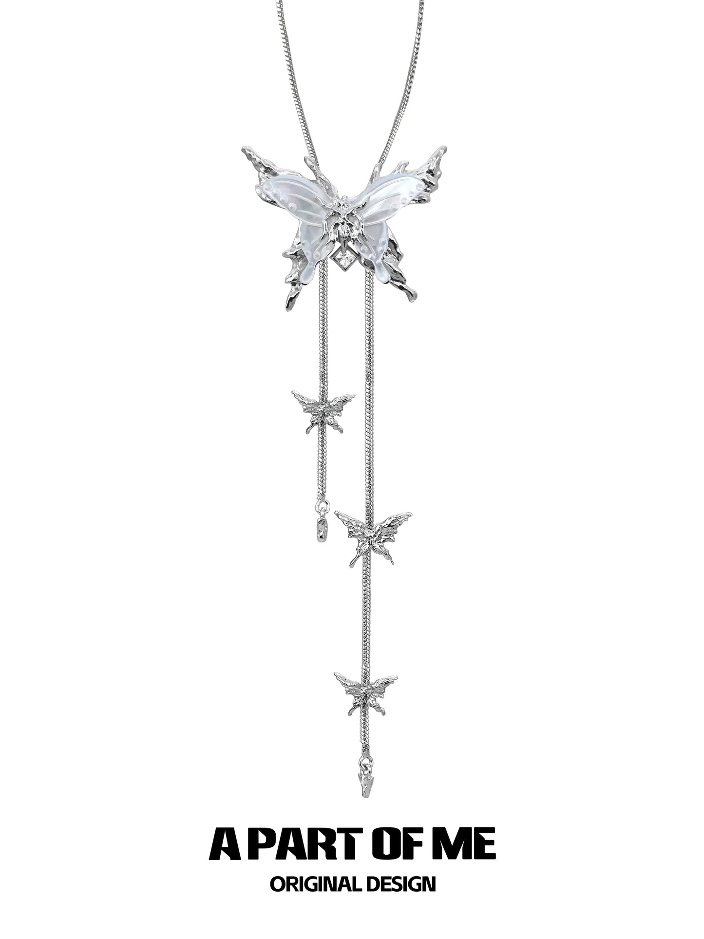 Shattered White Butterfly Necklace