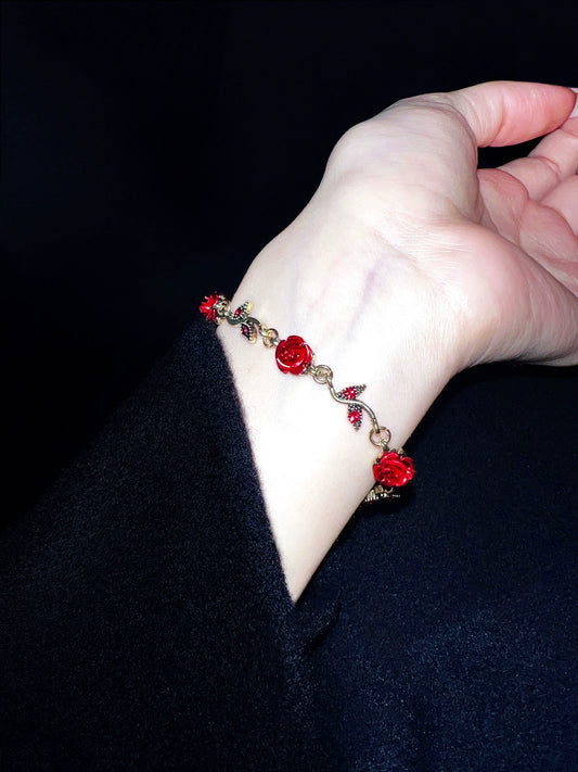 "Dark Night Red Rose" Bracelet