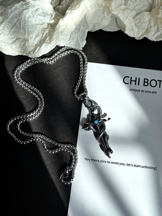 "Snake Wrap" Cross Necklace