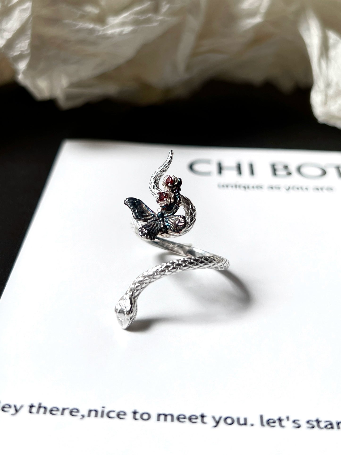 "Illusion Snake" Zircon Ring