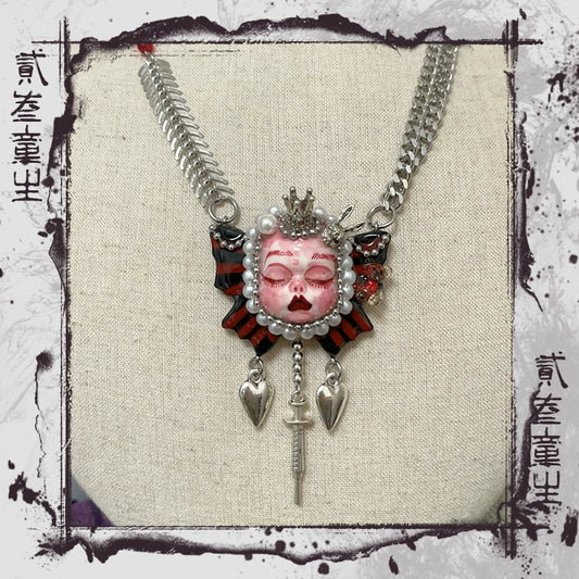 Necklaces-Ersan Tongsheng Original Handmade Clay Spice Girl Dark Butterfly Decadent Doll Niche Millennium Subculture Necklace