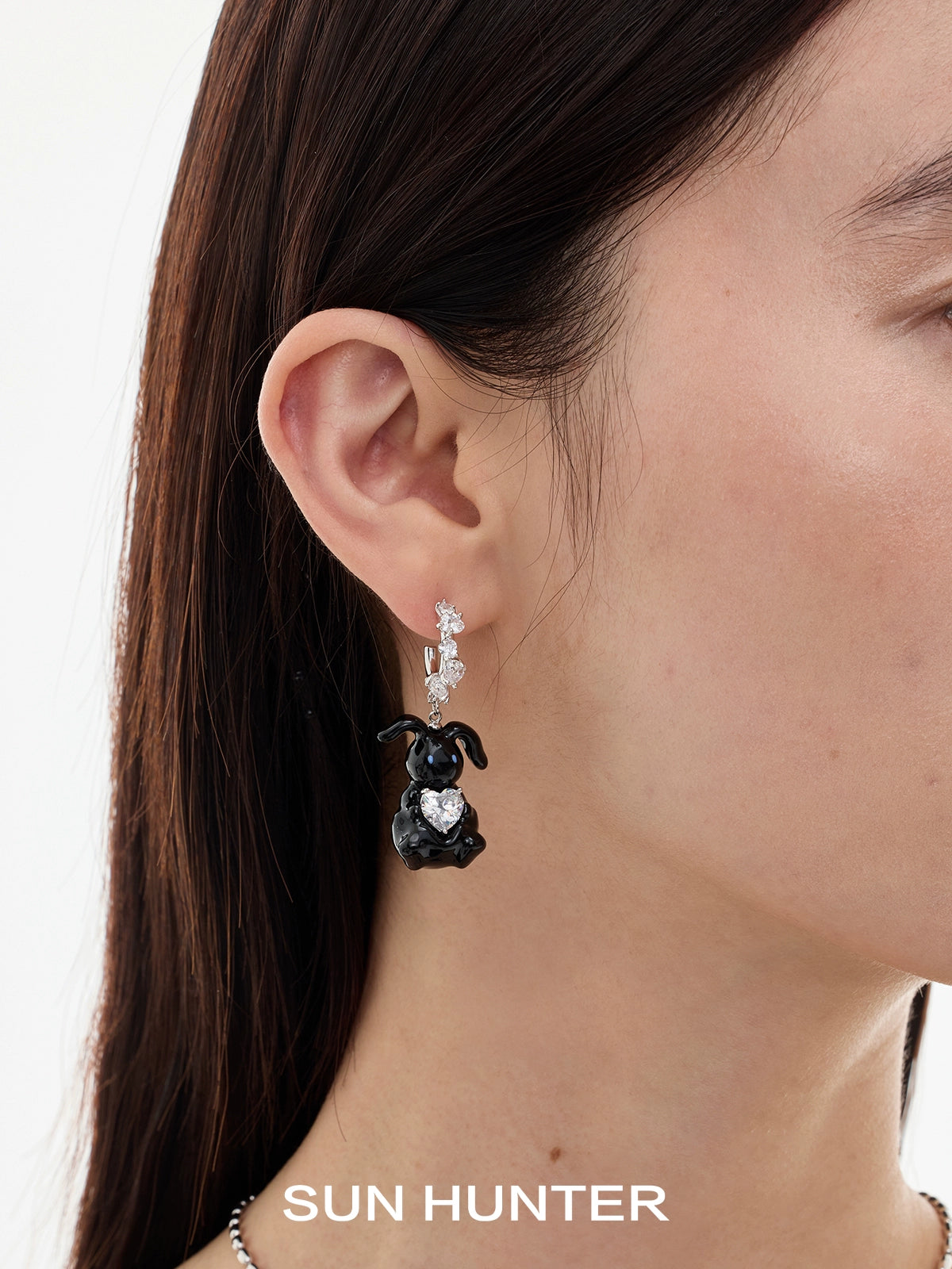 Cute Enamel Rabbit Zircon Earrings