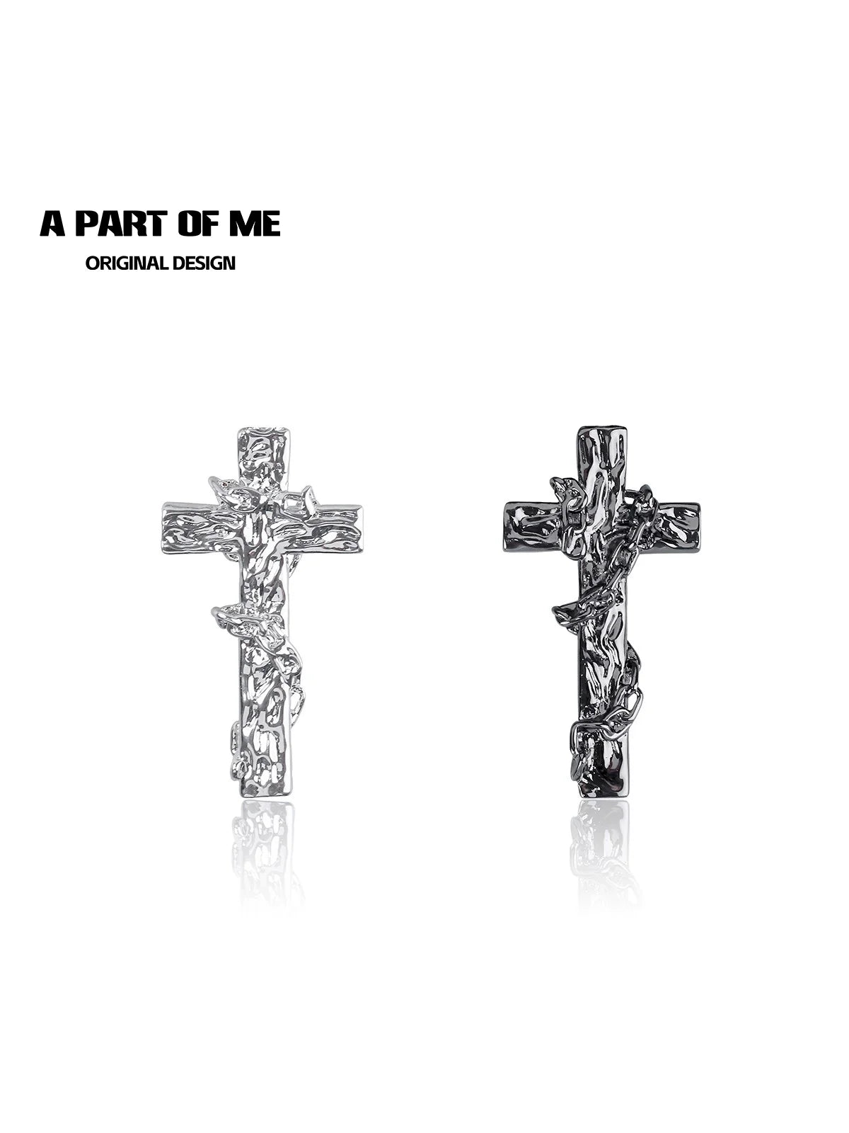 Textured Rattan Cross Earrings