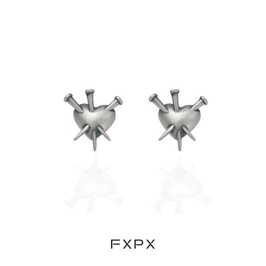 Vintage Punk Love Silver Earrings