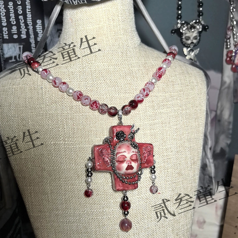 Necklaces-Ersan Tongsheng Original Handmade Necklace Spice Girl Sweet Cool Futuristic Sense Niche Premium Light Luxury Heavy Industry Tide Choker