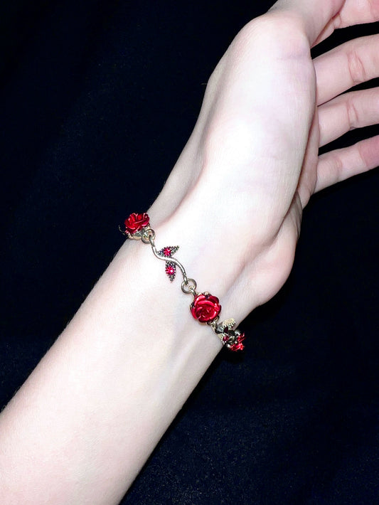 "Dark Night Red Rose" Bracelet