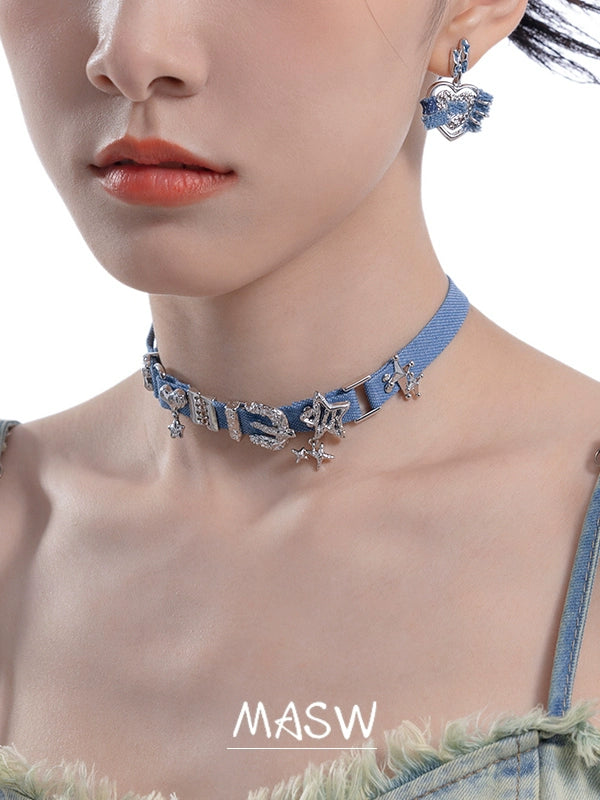 Y2K Cool Denim Choker