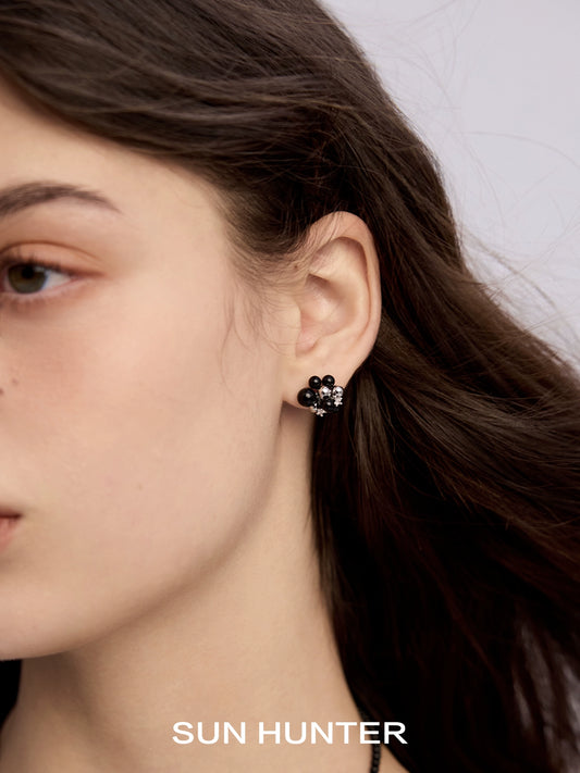 Explosive Black Agate Earrings