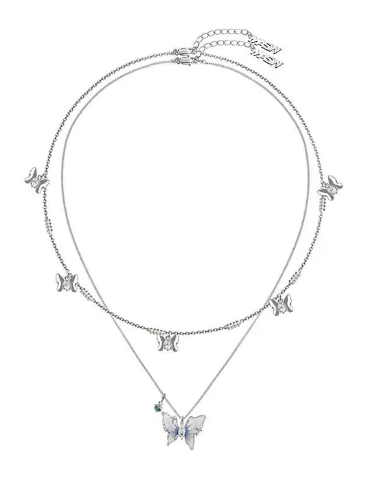 Starry Blue Butterfly Necklace