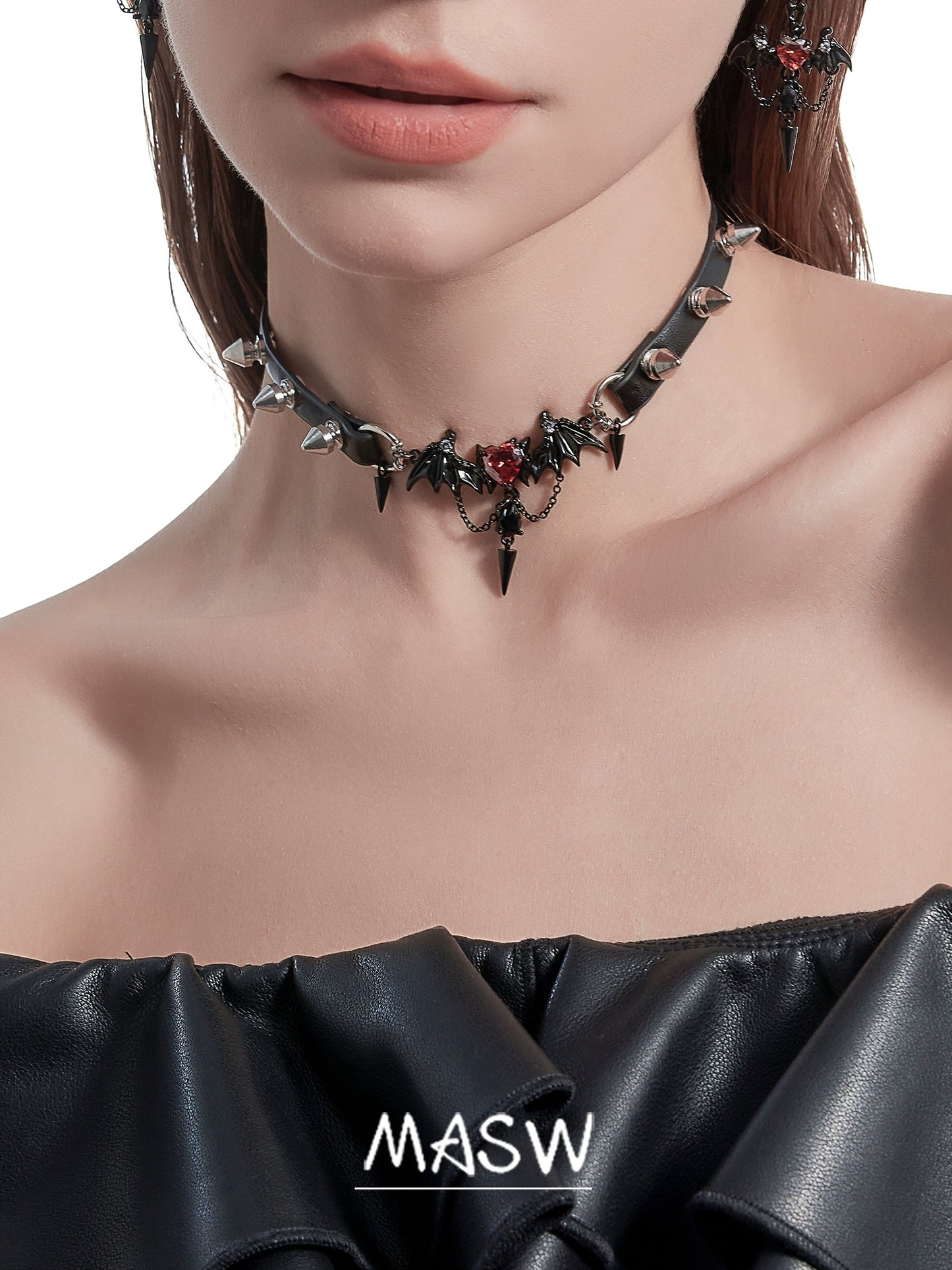 Demon Wings Leather Choker