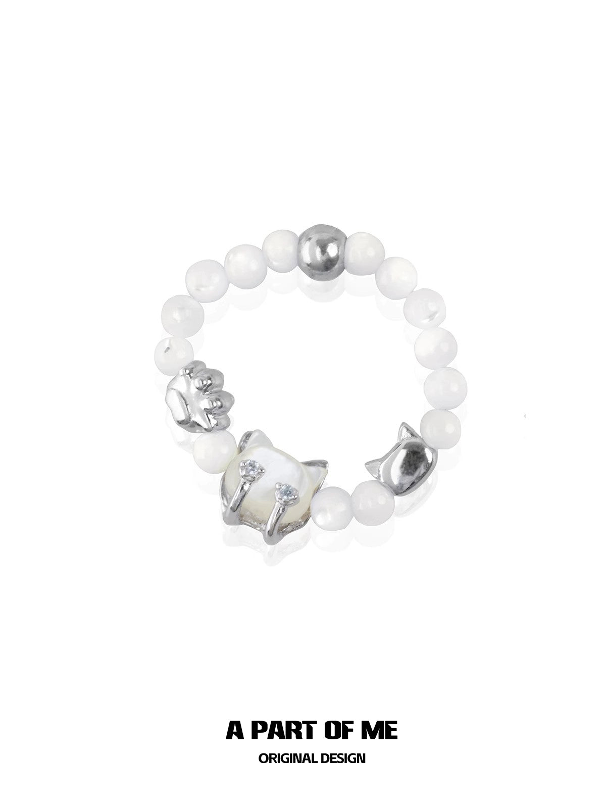 Shell Cat Beaded Ring