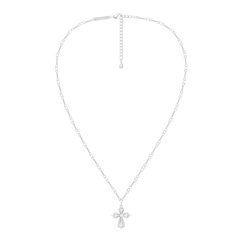 "Lace Shimmer" Cross Necklace