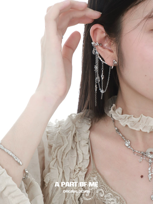 Elven Agate Fringe Ear Cuff