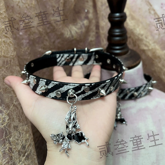 Choker-Two Three Tongsheng Original Butterfly Neck Chain Cold Sense Punk Dark Niche Hottie Premium Sense Choker Collarbone Chain