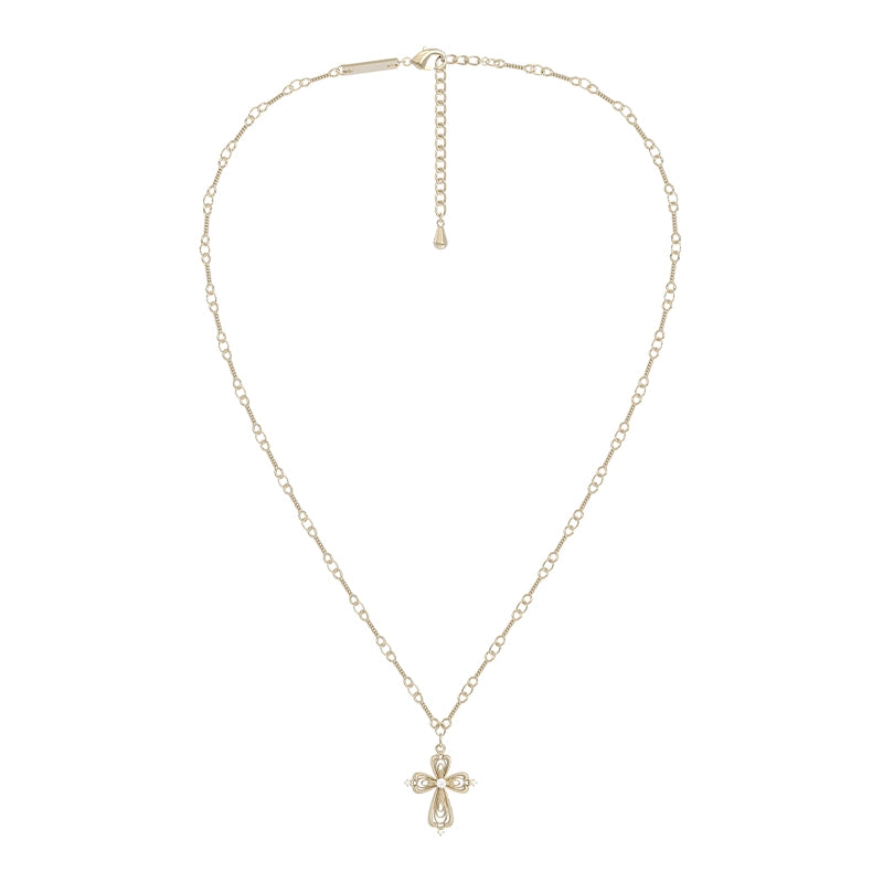 "Lace Shimmer" Cross Necklace