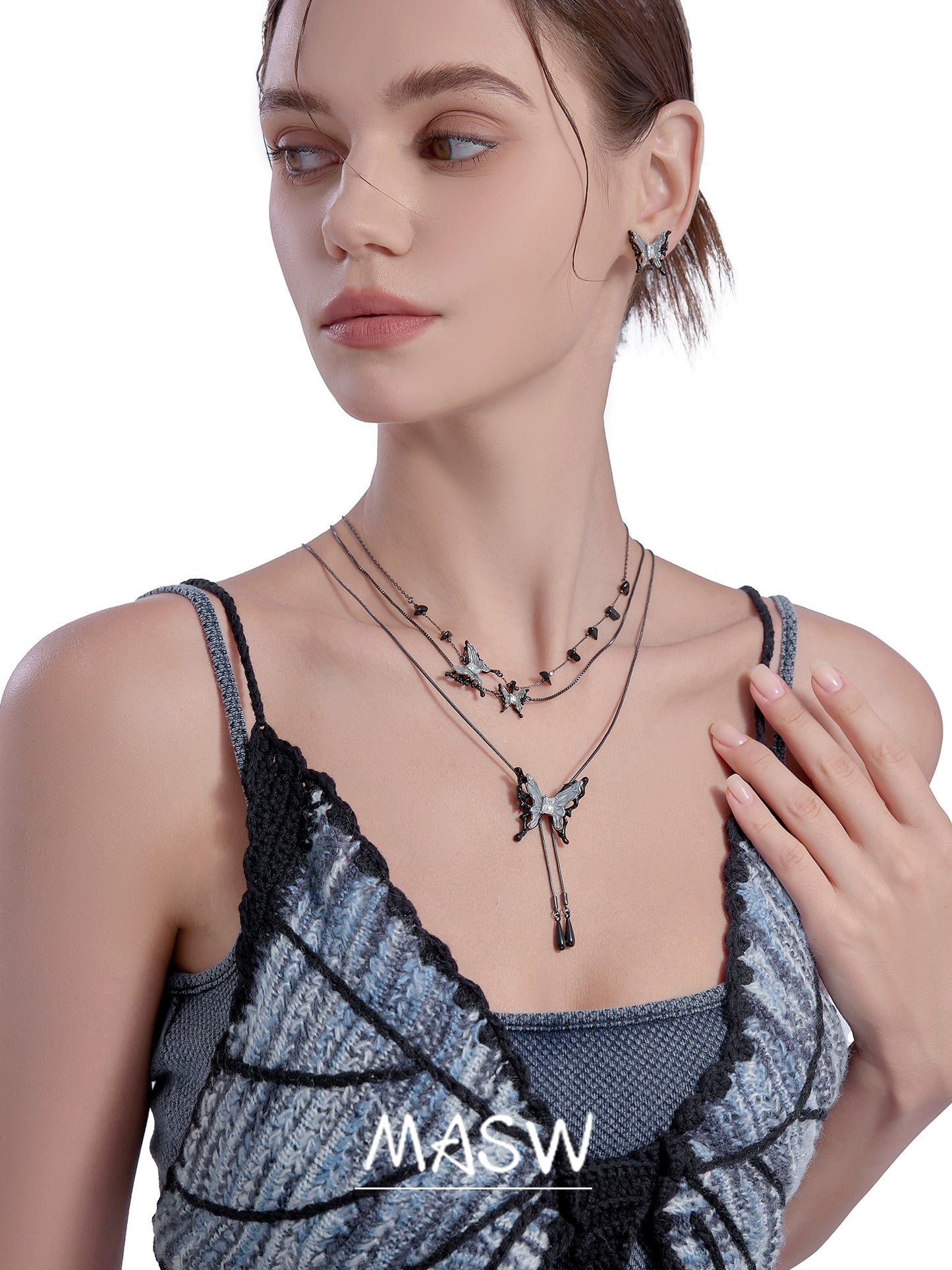 Ink-Style Butterfly Necklace