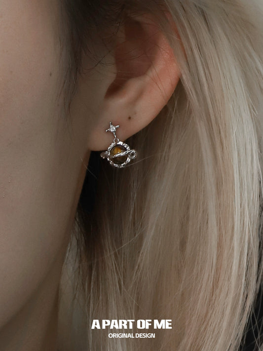 Tiger Eye Saturn Earrings