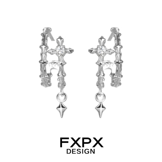 Geometry Frozen Silver Earrings