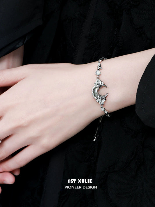 Dark Moon Agate Beaded Bracelet