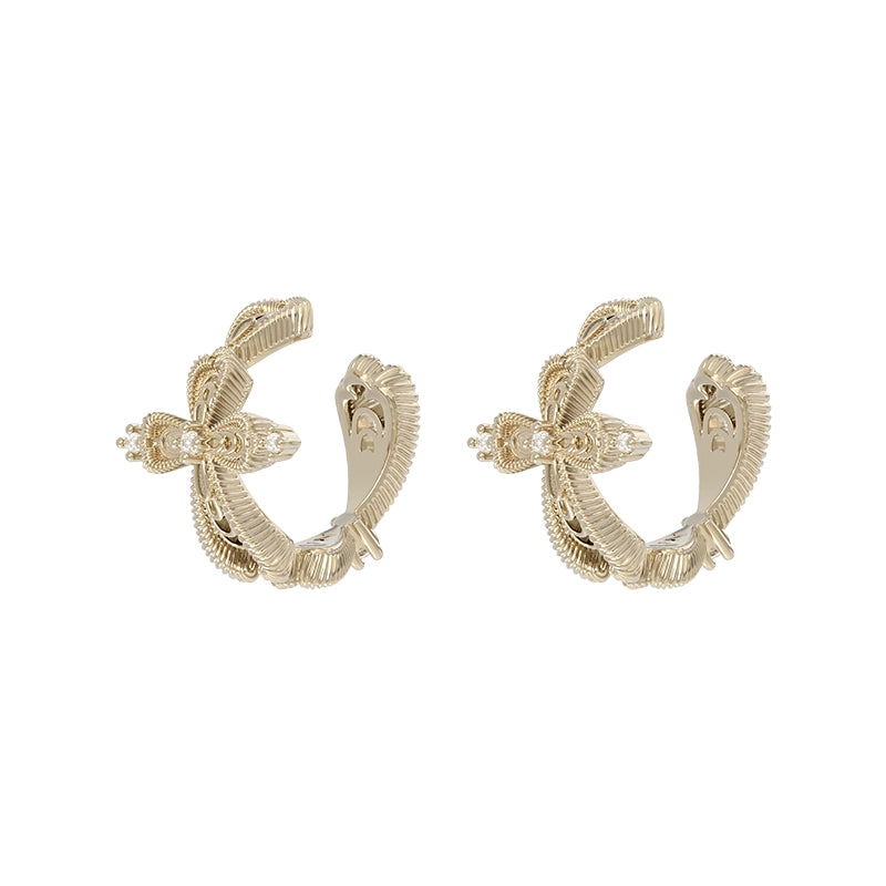 Elegant Lace Shimmer Cross Earrings