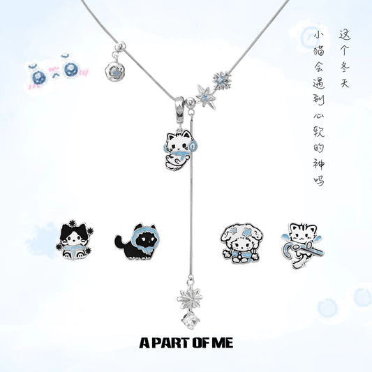 Snowflake Cat Pendant Necklace