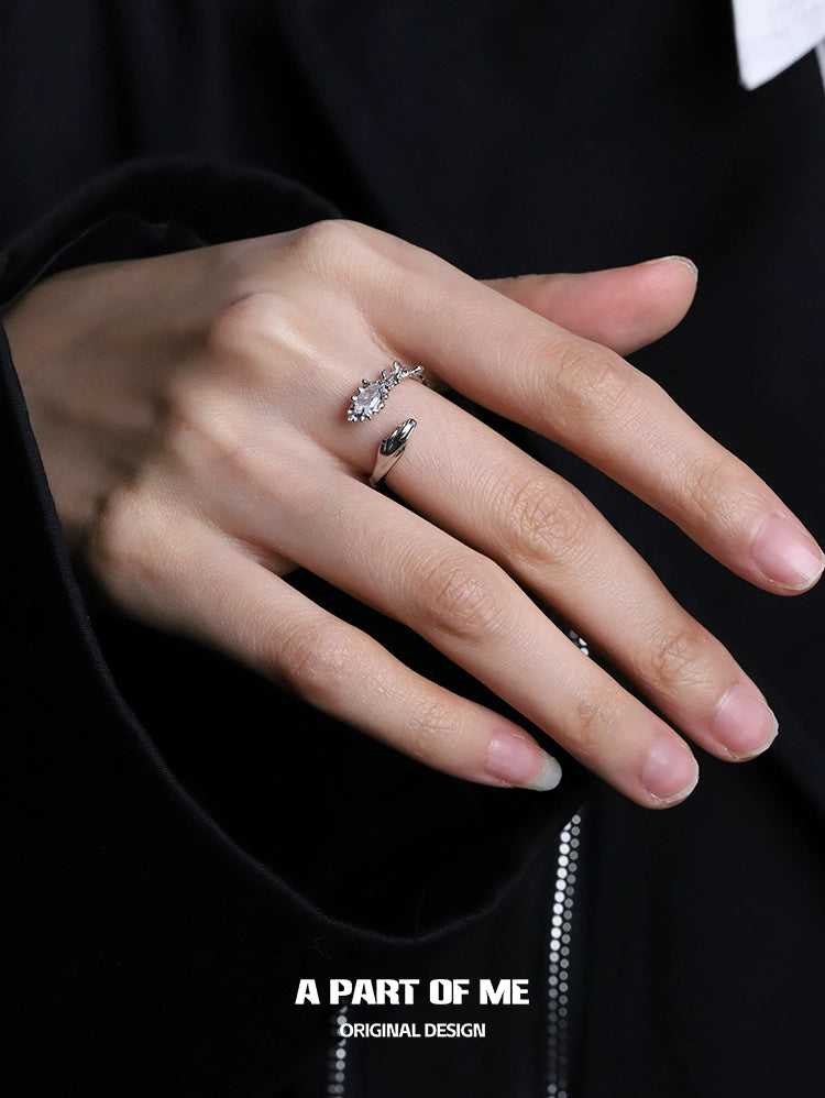 Snake Diamond Silver Ring