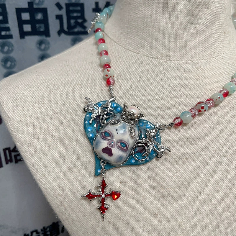 Necklaces-Ersan Tongsheng Necklace Niche Original Baby Design Diablo Subculture Punk Wind y2k Diablo Spice Girl Collarbone Chain