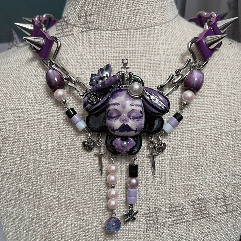 Choker-two three children's necklace niche original doll design dark goth punk exquisite heavy industry choker collarbone chain