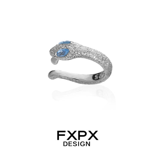 Blue Ice Snake Ear Cuff