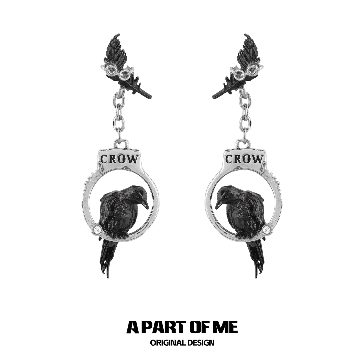 Gothic Crow Handcuff Earrings