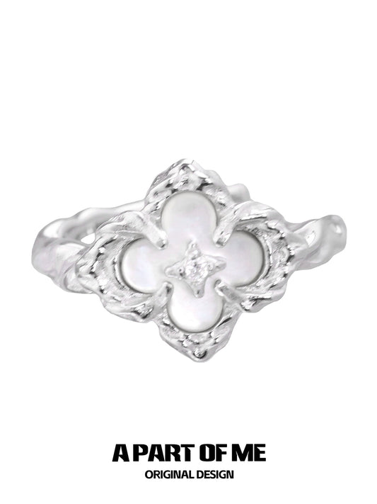 Butterfly Clover Silver Ring