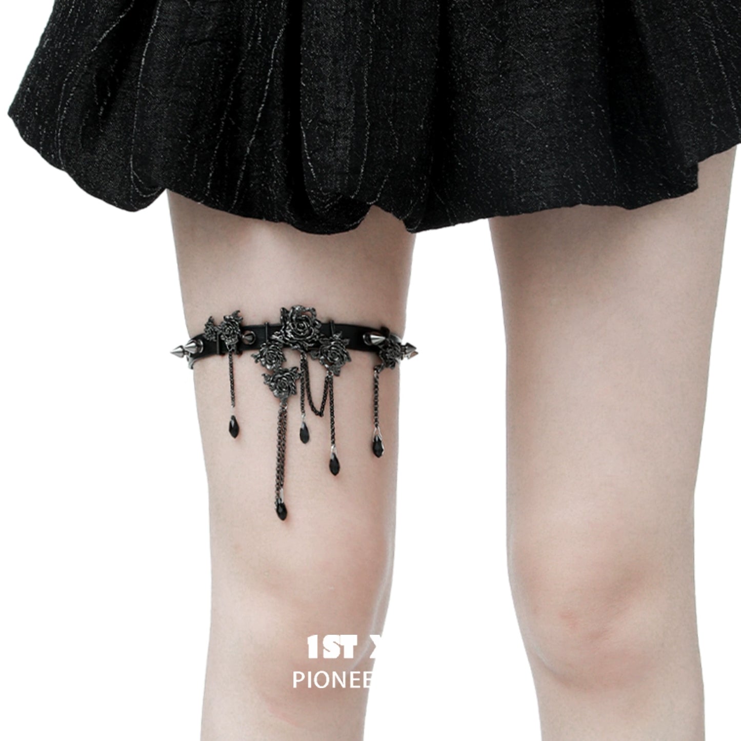 Gothic Black Removable Rose Leg Chain