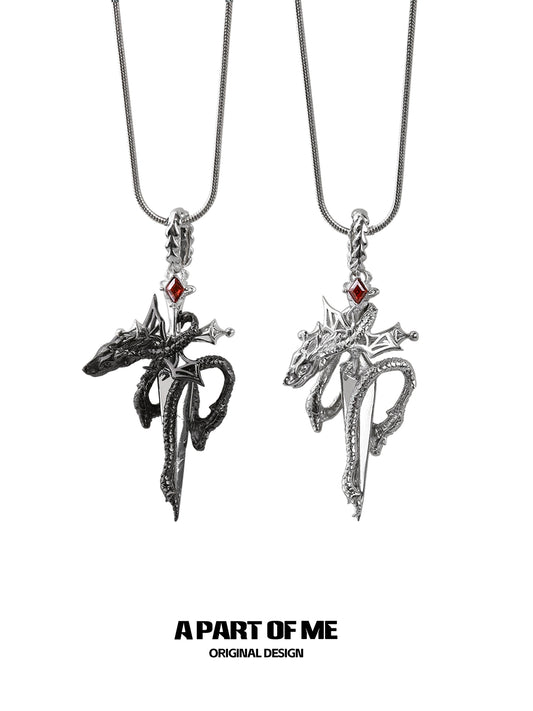 Ruby Dragon Sword Necklace