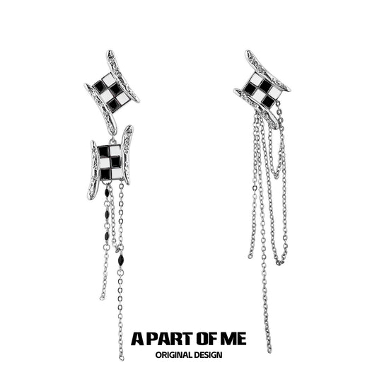 Chessboard Tassel Earrings